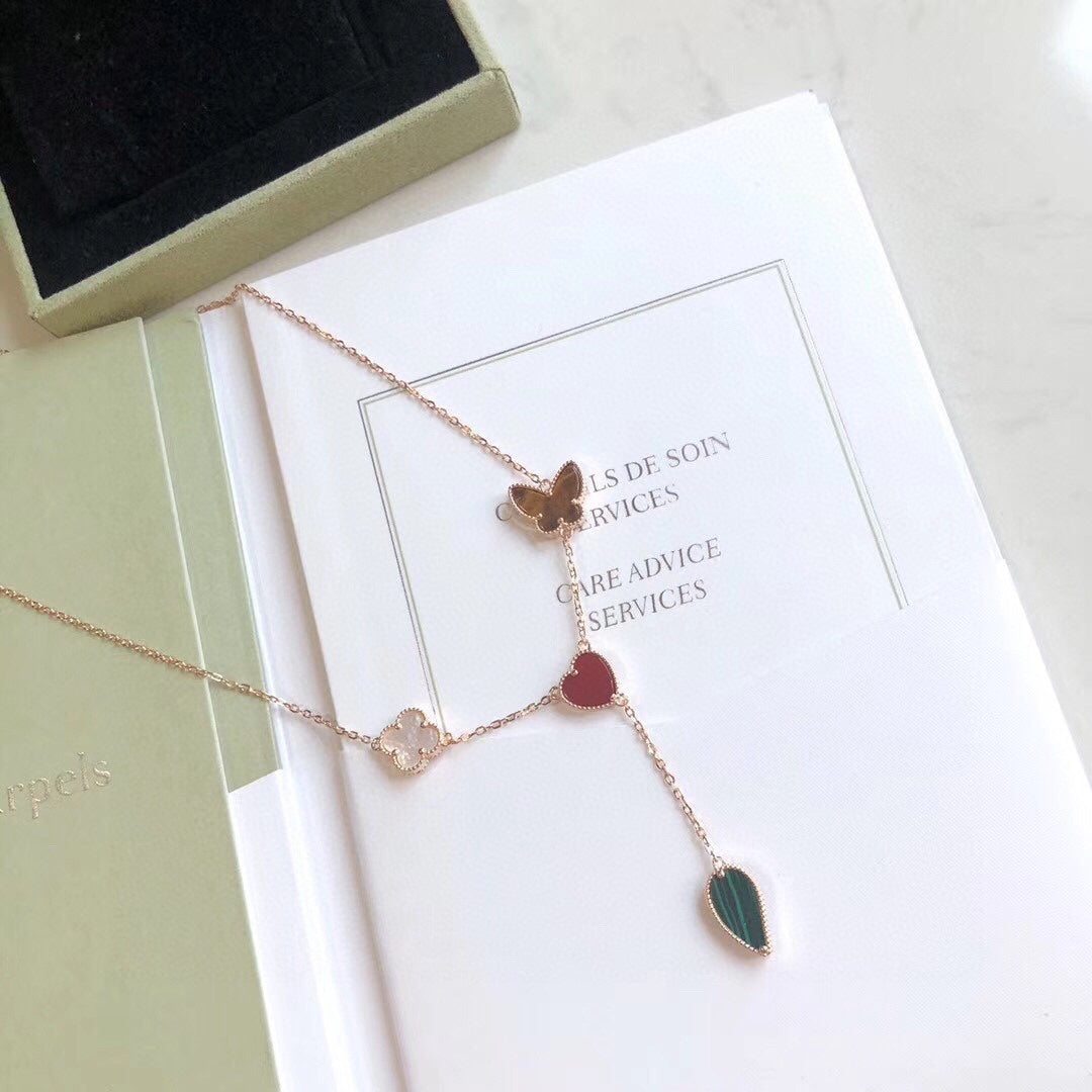 [BLUE TEARS]LUCKY SPRING 4 MOTIFS ROSE GOLD NECKLACE